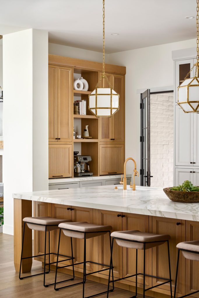 custom kitchen with eye-catching lighting 